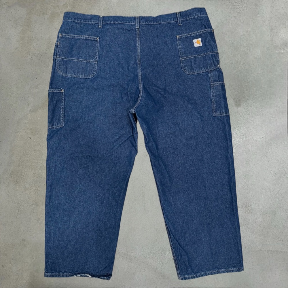 Carhartt FR Flame Resistant Work Dungaree Jeans Blue Denim 52x30 FRB13-DNM CAT 2